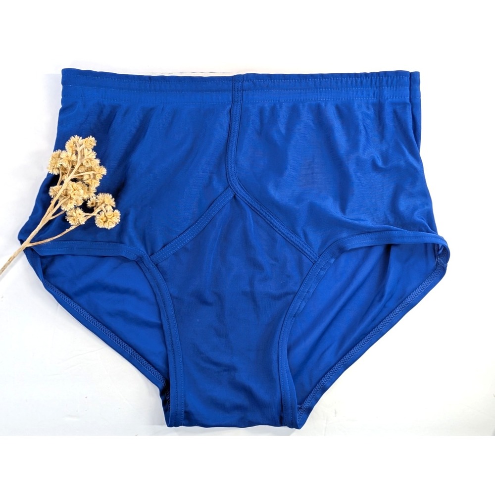NWOT😍Vntg 70s Blue Nylon Tricot Jockey Briefs Underwear Men L36-38 YFront Sheer